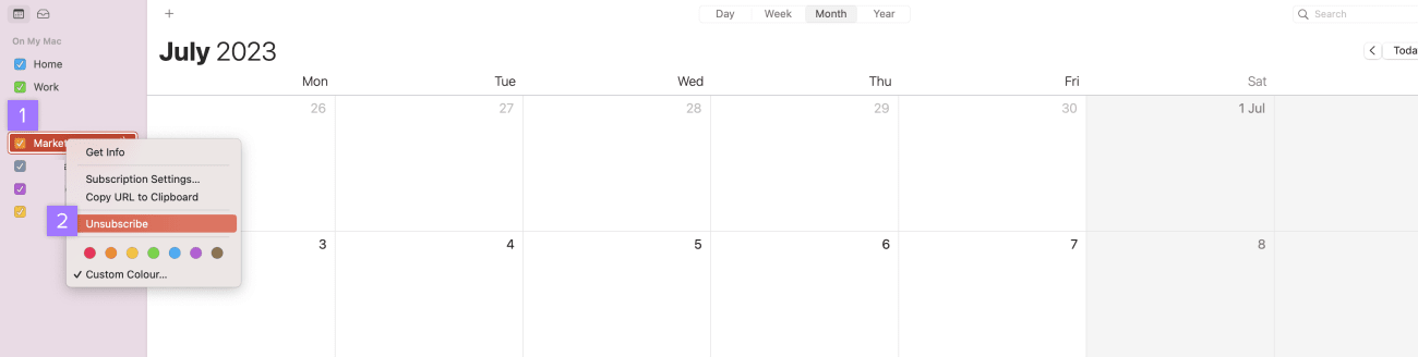 Apple カレンダーを削除