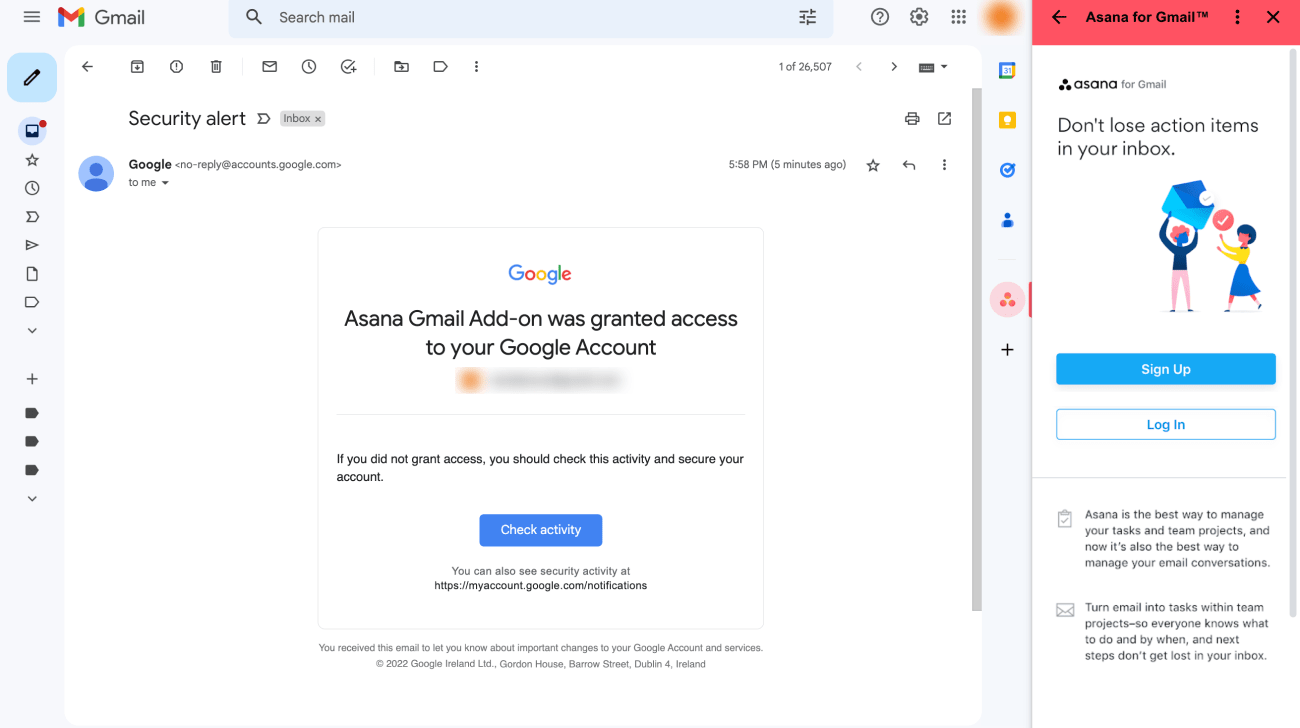 connexion à l’extension gmail