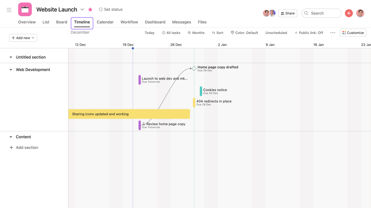 Plan and Execute Projects with Timeline