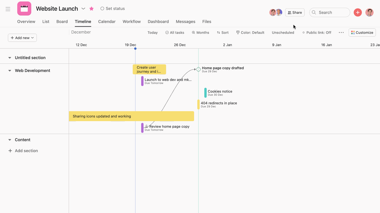 timeline view