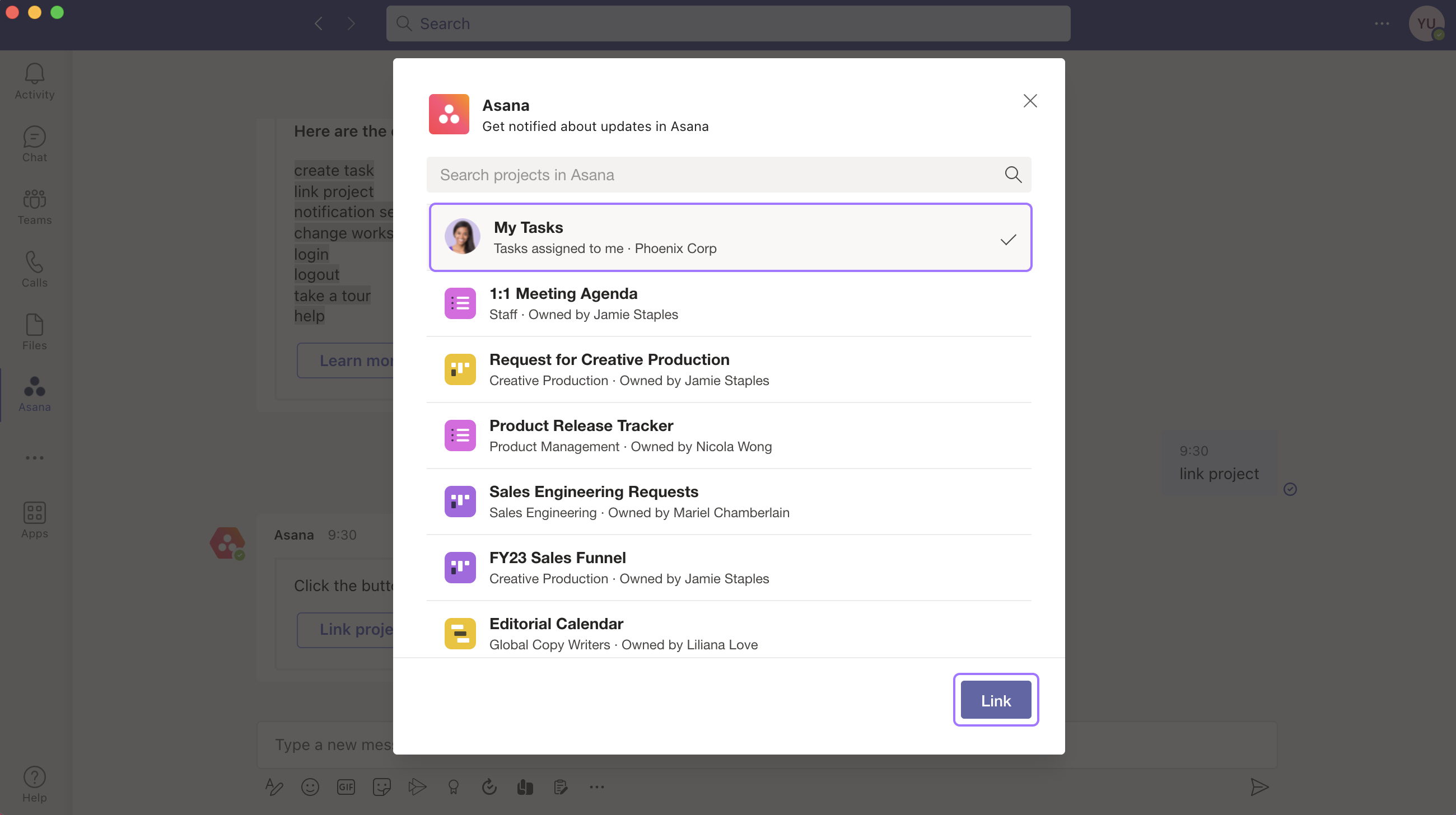 Microsoft Teams and Asana integration