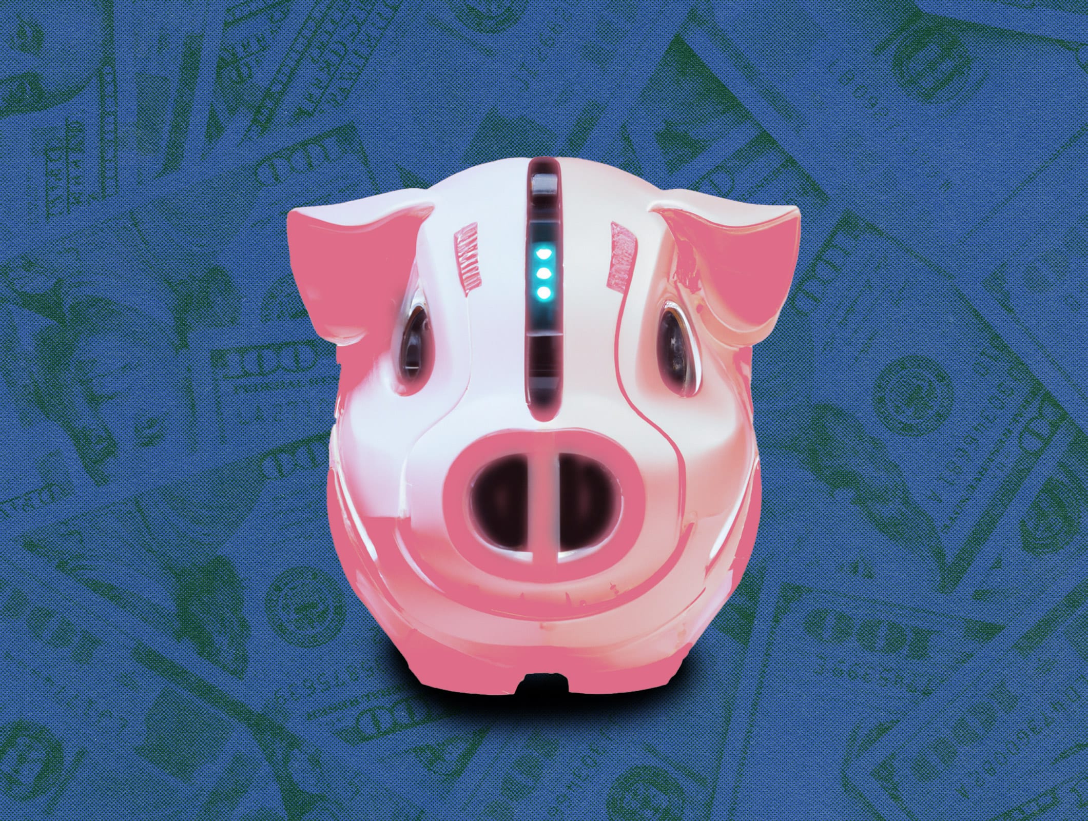 A futuristic, AI-powered piggy bank.